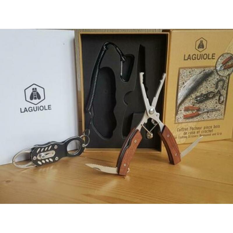 Laguiole Vissersset mes/tang/lid grip.....Nieuw in doos...