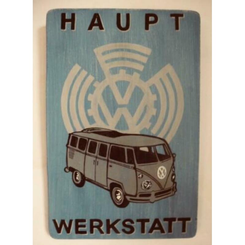 Vintage houten reclame paneel VW Kever/Volkswagen/mancave