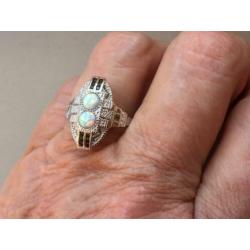Zilveren ring Opaal met Saffier