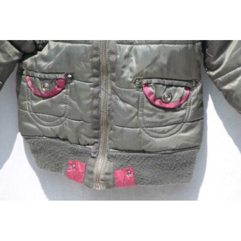 Stoere grijs-roze winterjas.Mt 86.Merk Dirkje