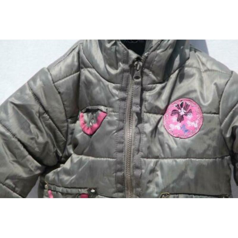 Stoere grijs-roze winterjas.Mt 86.Merk Dirkje
