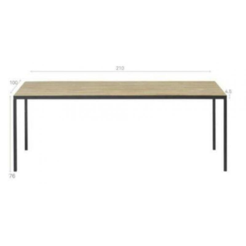Tuintafel 210x100 acacia zwart gepoedercoat