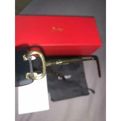 Cartier bril Piccadilly goud zwarte glazen AAA kwaliteit