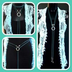Turquoise boho Ibiza festival ketting veer hangertjes