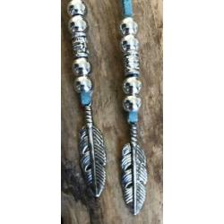 Turquoise boho Ibiza festival ketting veer hangertjes