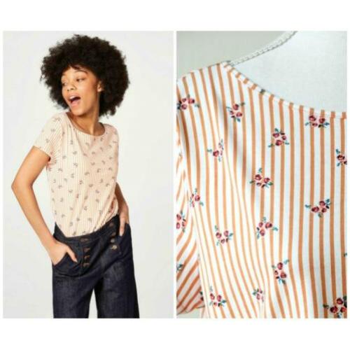 Esprit - NIEUW / prachtige top met streep en bloem / maat S