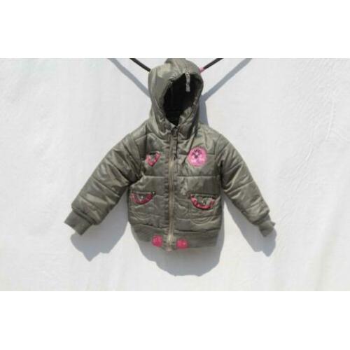 Stoere grijs-roze winterjas.Mt 86.Merk Dirkje