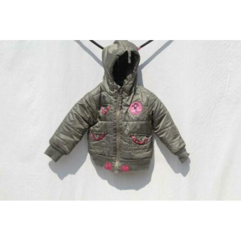 Stoere grijs-roze winterjas.Mt 86.Merk Dirkje