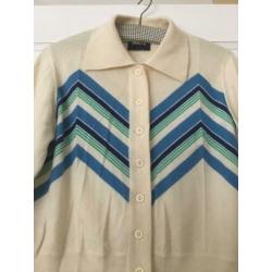 Mt 40/42 - Bleyle wit blauw vintage 60s 70s vest
