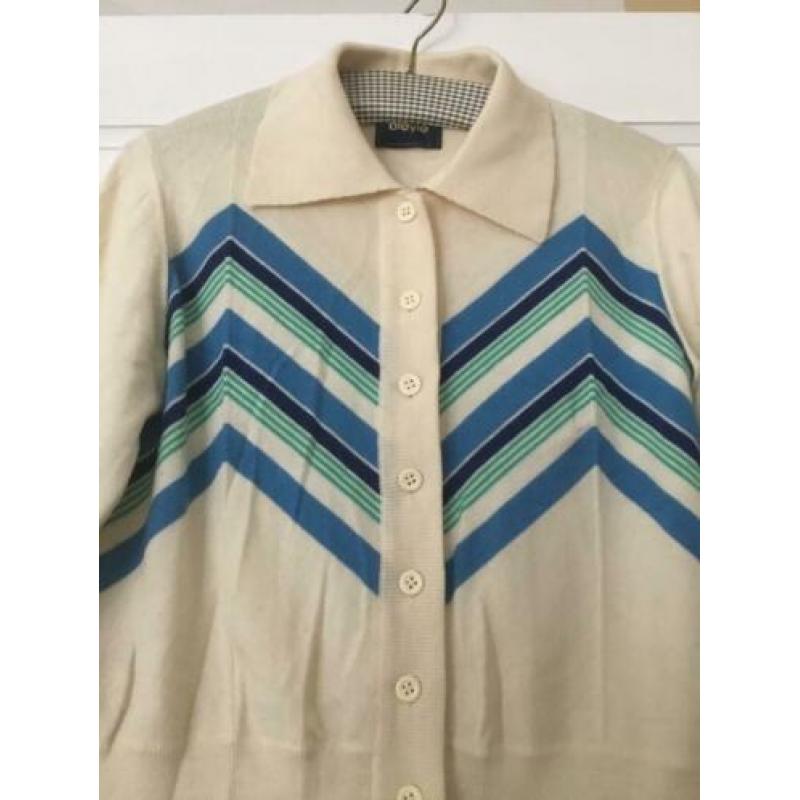 Mt 40/42 - Bleyle wit blauw vintage 60s 70s vest