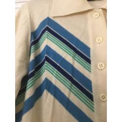 Mt 40/42 - Bleyle wit blauw vintage 60s 70s vest