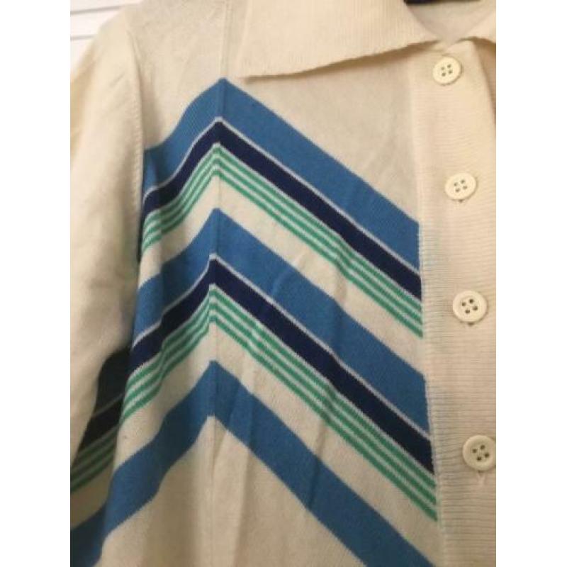 Mt 40/42 - Bleyle wit blauw vintage 60s 70s vest