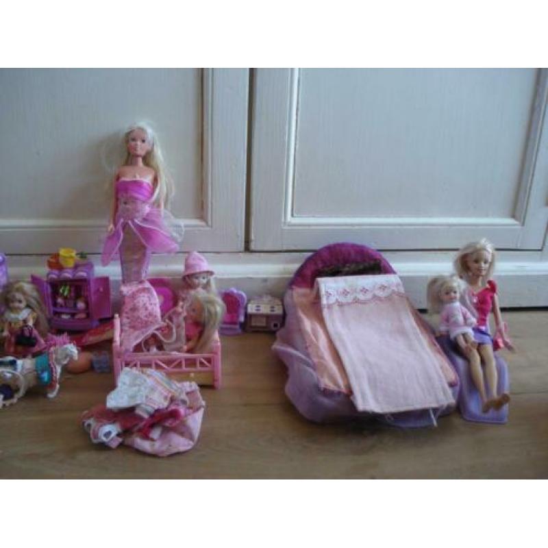 Groot pakket Barbie's en toebehoren, kleding etc