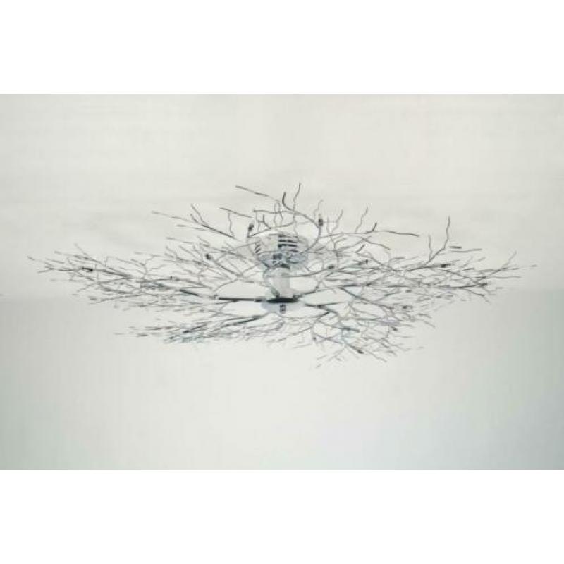 2x chromen plafondlampen van 85 en 100 cm