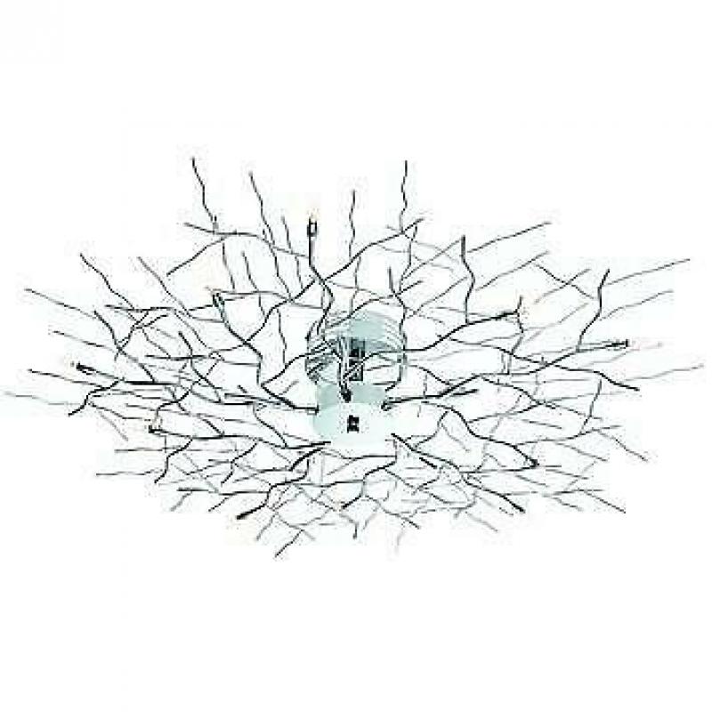 2x chromen plafondlampen van 85 en 100 cm