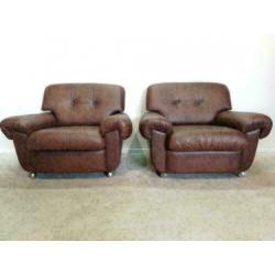 Lederen vintage fauteuils / Italiaans design