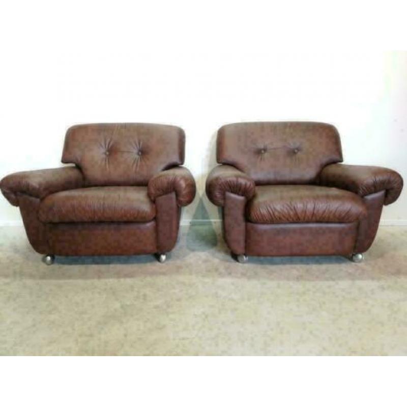 Lederen vintage fauteuils / Italiaans design