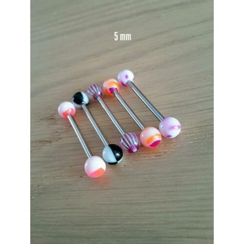 Nieuwe tongpiercings met acryl balletjes. 10 voor 5,00!