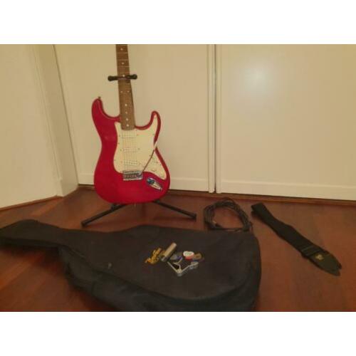 Elektrische beginners gitaar met versterker en accessoires