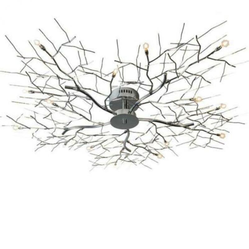 2x chromen plafondlampen van 85 en 100 cm