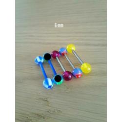Nieuwe tongpiercings met acryl balletjes. 10 voor 5,00!