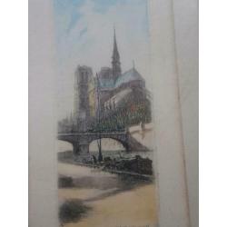 Mooi Klein etsje gesign. van de Sacre COUEUR met haven