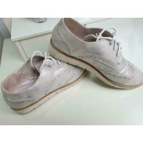 Veterschoen mt.38 shoeby fashion izgs beige met zilver