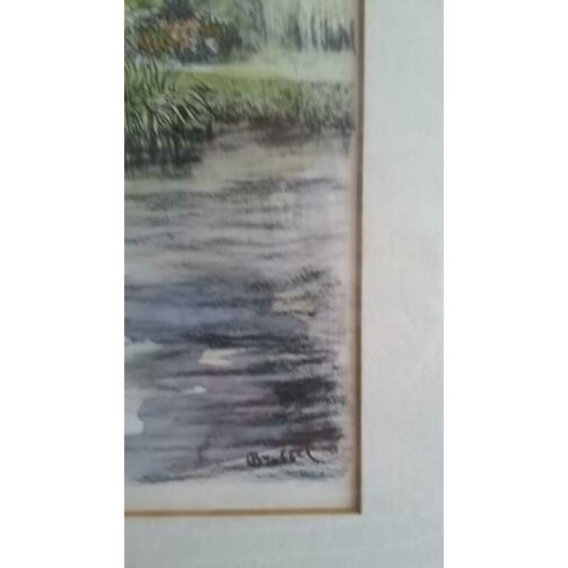Bob Brobbel, ingekleurde litho Oostpoort in Delft
