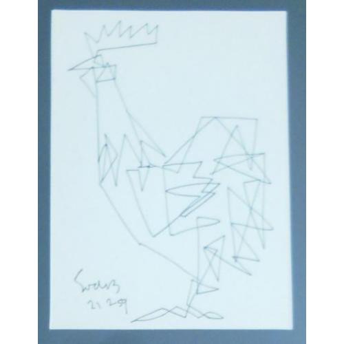 Siep van den Berg (1913) Tekening met pen "Comp Kip" Ges Ged
