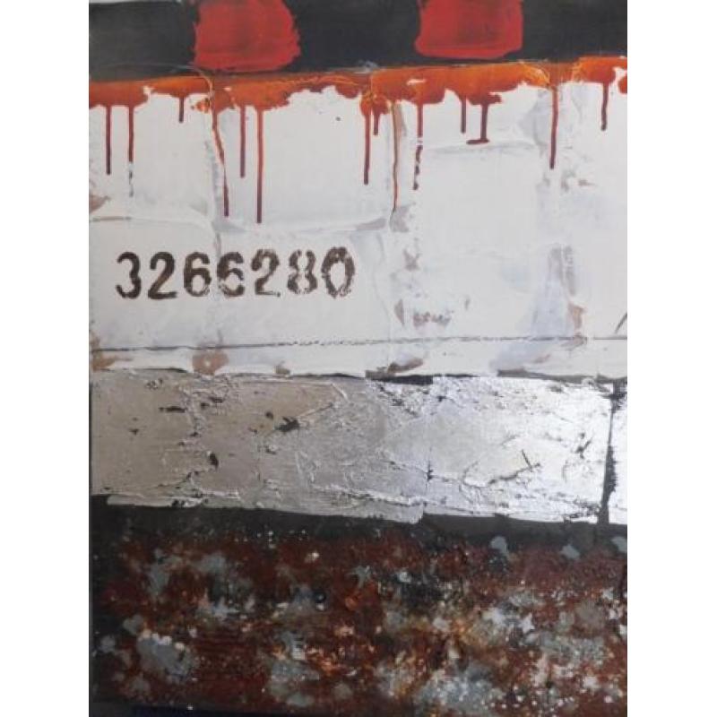 abstract schilderij zwart grijs rood