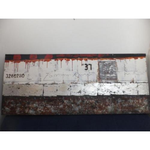 abstract schilderij zwart grijs rood