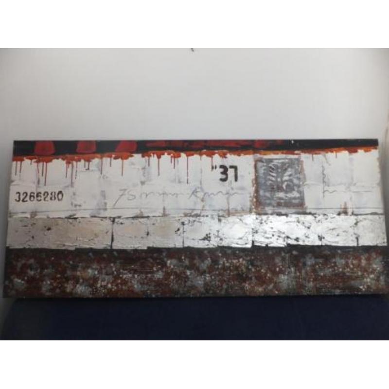 abstract schilderij zwart grijs rood