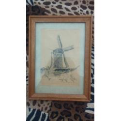 oude tekening stellingmolen Vreeswijk 1942
