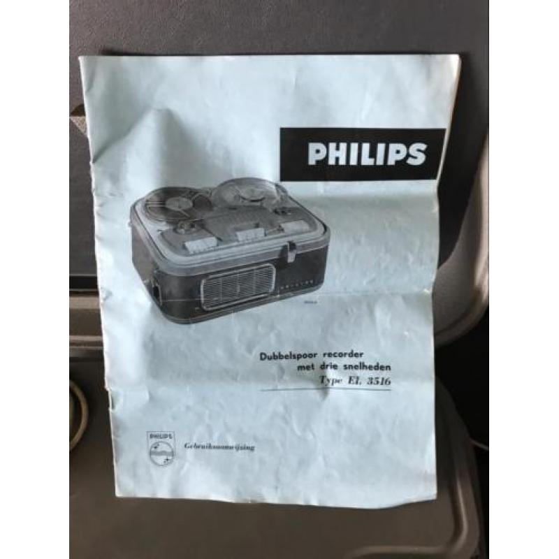 Antieke philips band recorder Type EL.3516 werkt en compleet
