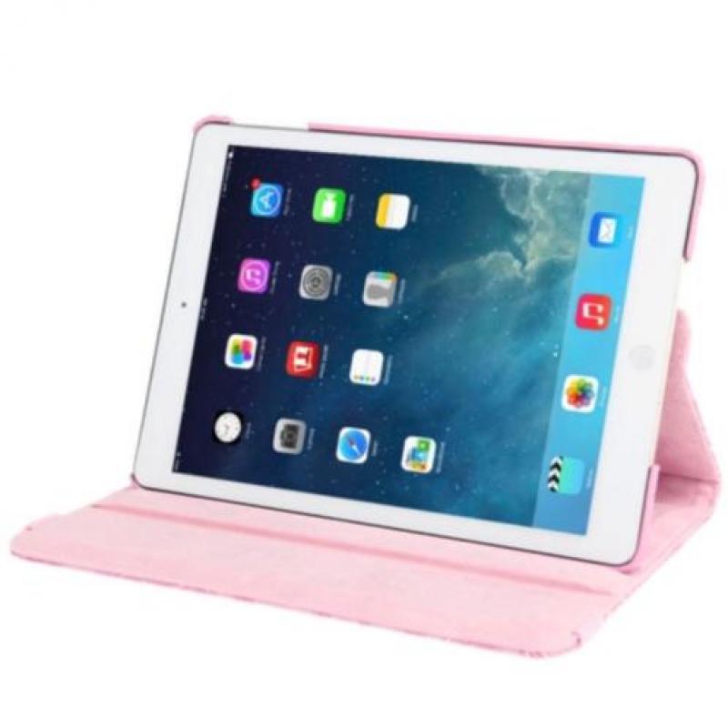 Roze Bloemen Hoes iPad 5 Air Draaibaar 360 Rotatie Case