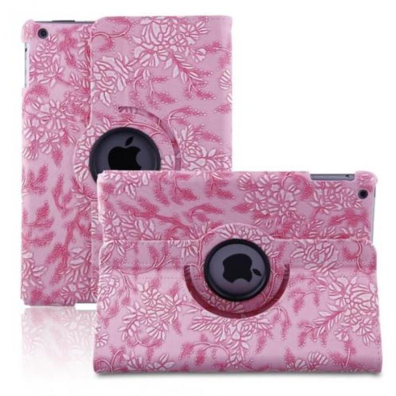 Roze Bloemen Hoes iPad 5 Air Draaibaar 360 Rotatie Case