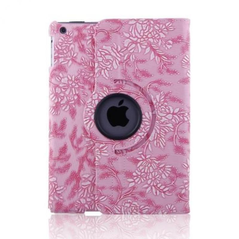 Roze Bloemen Hoes iPad 5 Air Draaibaar 360 Rotatie Case