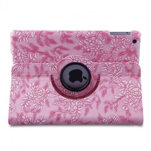 Roze Bloemen Hoes iPad 5 Air Draaibaar 360 Rotatie Case