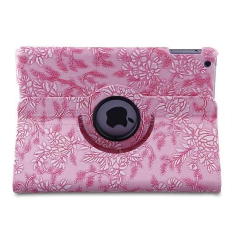 Roze Bloemen Hoes iPad 5 Air Draaibaar 360 Rotatie Case