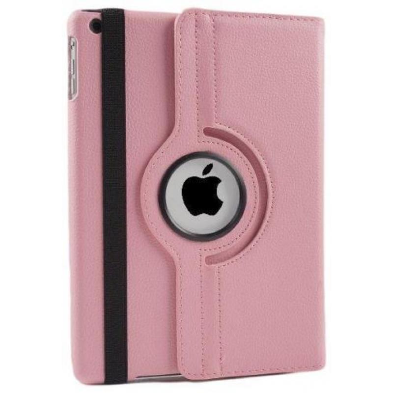 iPad 2/3/4 hoes 360 graden roteerbaar PU Leder Licht-Roze
