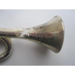 Antieke vintage oude kerstbal glazen zilveren trompet