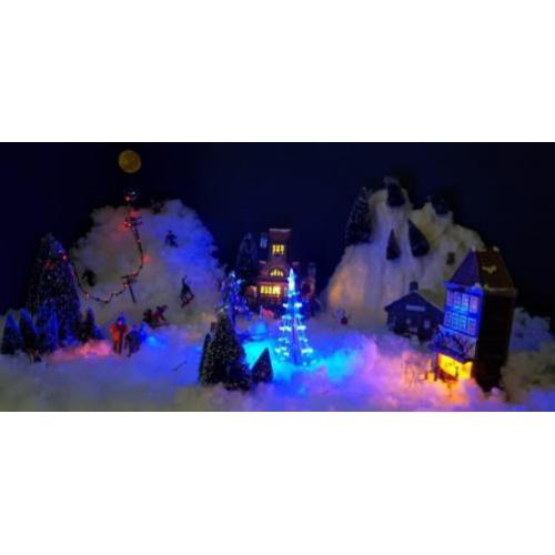 Compleet ski/ wintersport kerstdorp grotendeels lemax