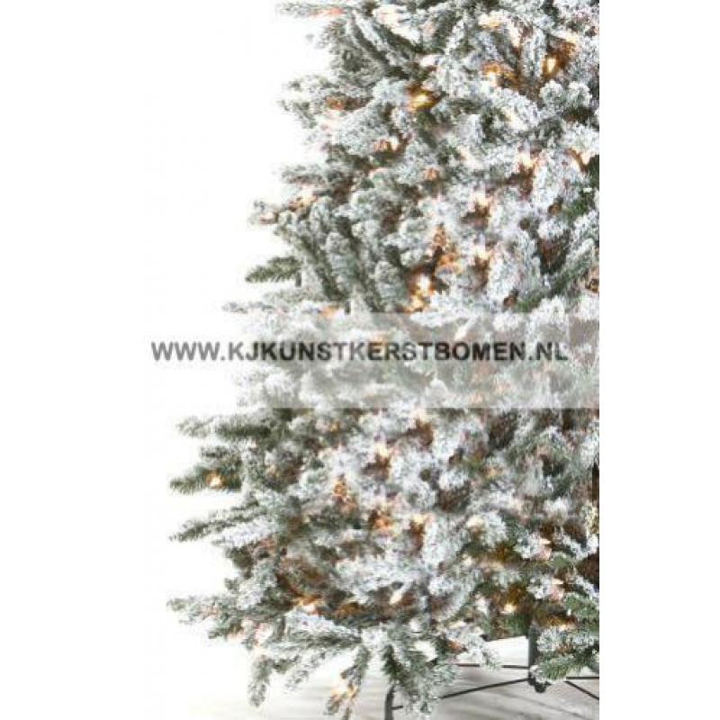 Besneeuwde Kunst kerstboom Flock incl warme LED verlichting