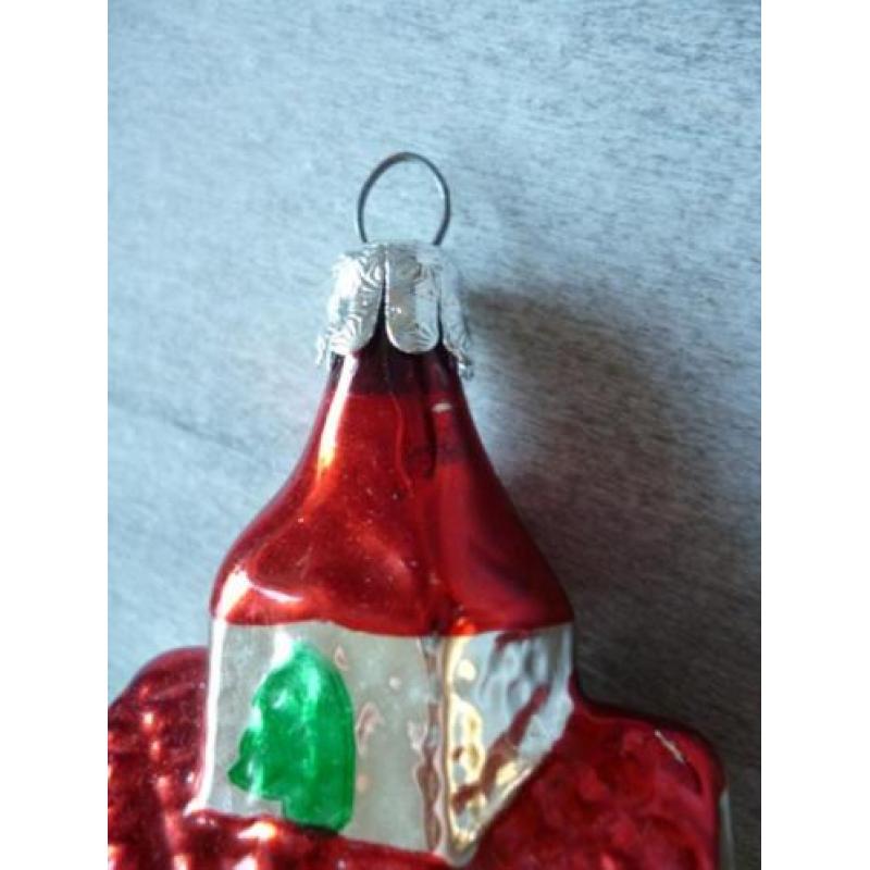 Brocante oude kerstbal, kerkje 07