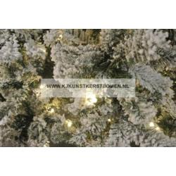 Besneeuwde Kunst kerstboom Flock incl warme LED verlichting