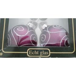 Donkerpaars met zilveren kerstballen GLAS