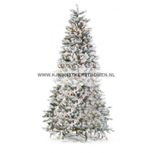 Besneeuwde Kunst kerstboom Flock incl warme LED verlichting