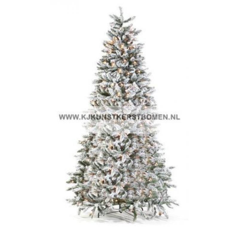 Besneeuwde Kunst kerstboom Flock incl warme LED verlichting