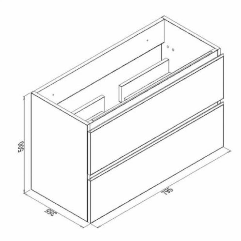 Badmeubel Set Extra Compact 80X36 Cm Hoogglans Grijs