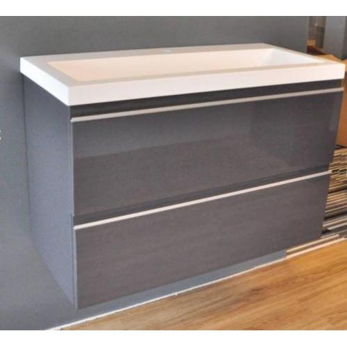 Badmeubel Set Extra Compact 80X36 Cm Hoogglans Grijs